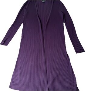 INC‎ International Concept Ribbed Sz Large Cardigan Purple Sweater Open Front